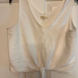 Madewell White Front Tie Cropped Tank Top